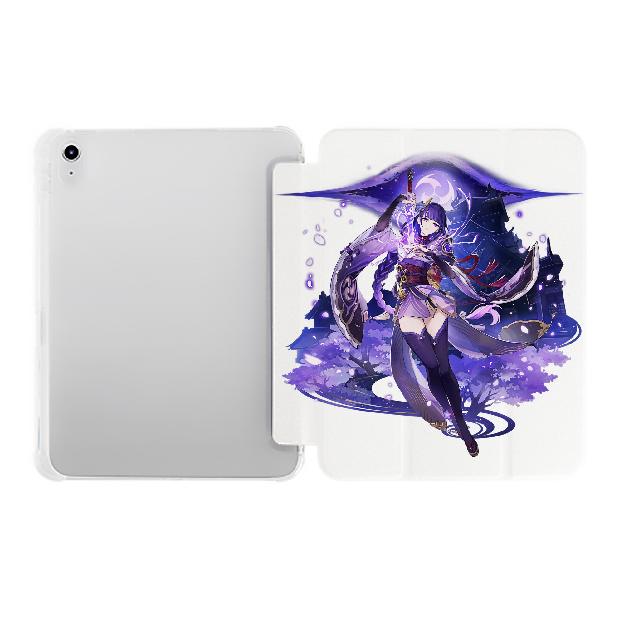げんし神 雷電将軍 らいでんしょうぐん genshin Raiden Shogun IPad ケース ペン収納付き 三つ折りスタンド PUレザー×シリコン 対応機種9.5/10.5/10.9インチ